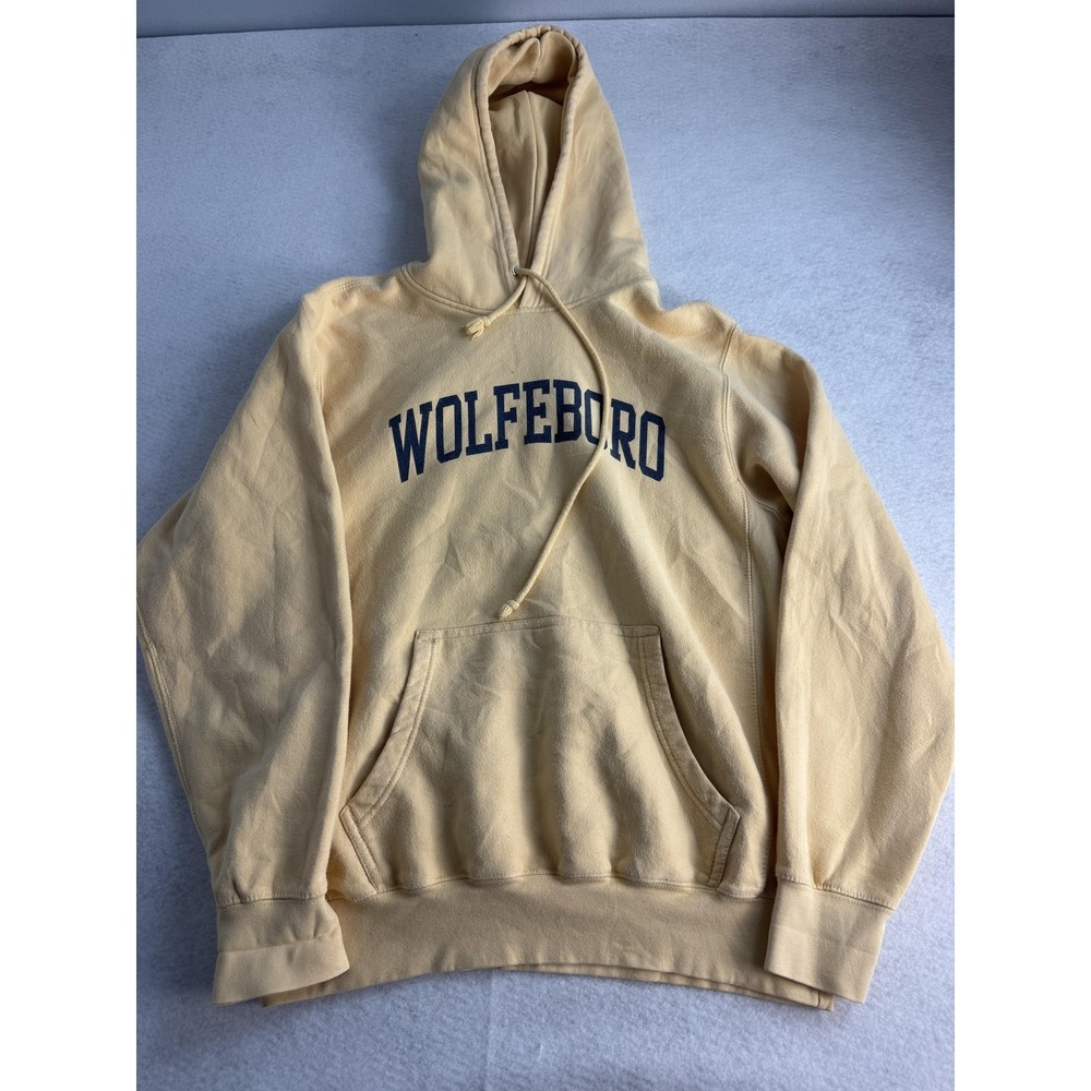 Wolfeboro Hoodie Sweatshirt‎ Mens Medium Yellow MV Sport Pro-Weave Fleece